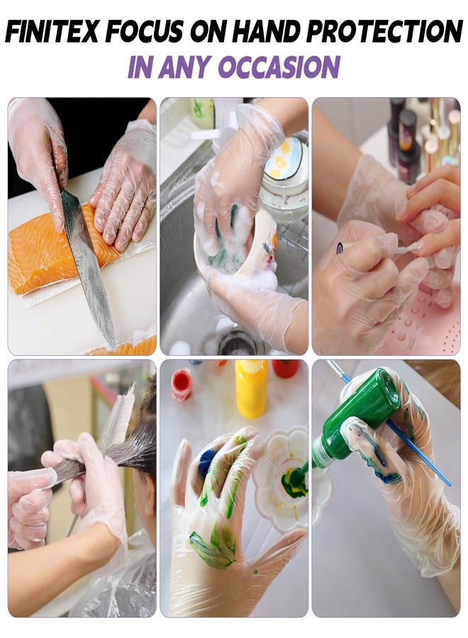 FINITEX Clear Vinyl Disposable Gloves Food Safe Latex-Free Food Prep Work Multipurpose Gloves Box of 100 - Image 4