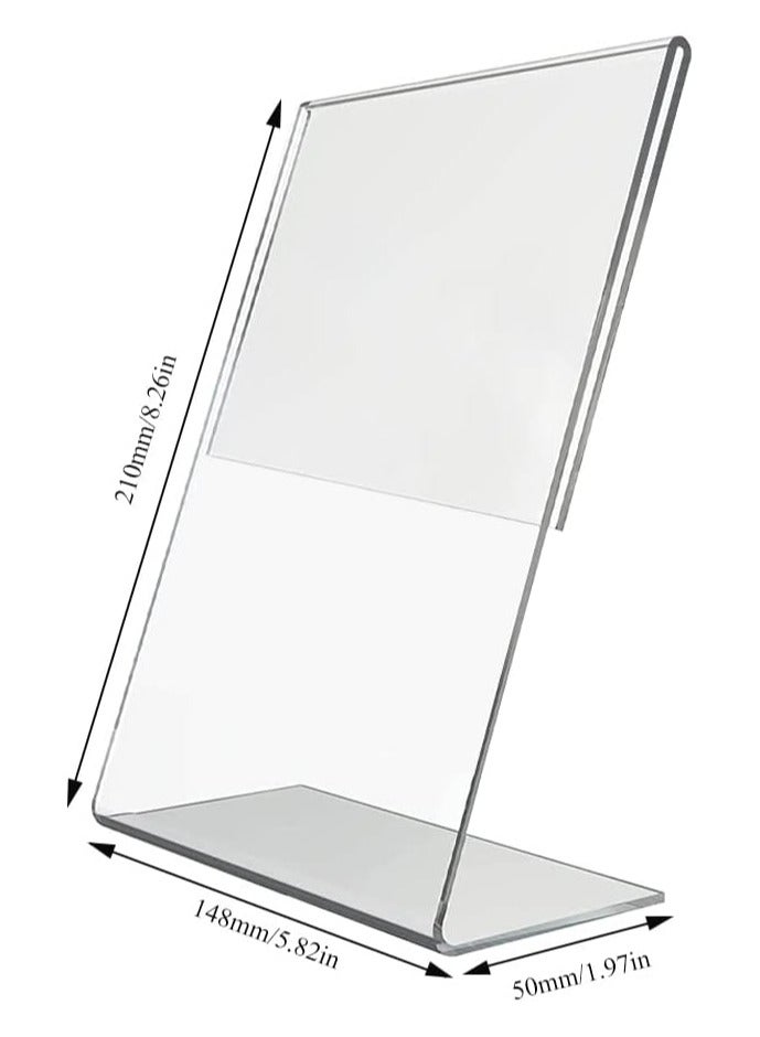 TPGP 2 Pcs A5 Acrylic Sign Holder, Acrylic Poster Menu Holder, A5 Perspex Leaflet Display Stands, Acrylic L-Shaped Base Menu Holders for Tables in Restaurant, Hotel, Office, Shop, Stall, Exhibition - Image 2