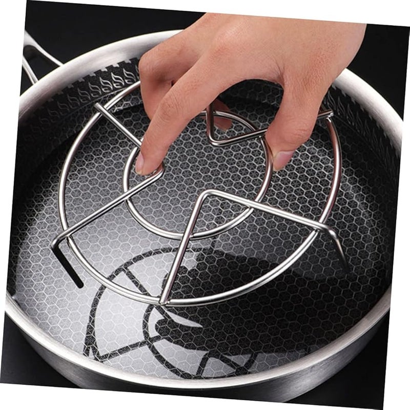 Unomor 3 قطع حامل وعاء تبخير من الفولاذ المقاوم للصدأ لتوزيع الحرارة بشكل متساوي، أداة طهي وتبريد للمطبخ - Image 4