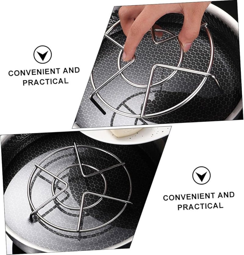 Unomor 3 قطع حامل وعاء تبخير من الفولاذ المقاوم للصدأ لتوزيع الحرارة بشكل متساوي، أداة طهي وتبريد للمطبخ - Image 5