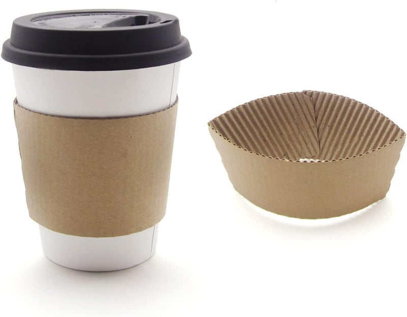 Frcctre 300 Pack Kraft Coffee Cup Sleeve, Brown Disposable Corrugated Cardboard Paper Jackets, Kraft Hot Coffee Cup Sleeves for Espresso Coffee Milk Tea Beverage Insulator and Hand Protection - Image 5