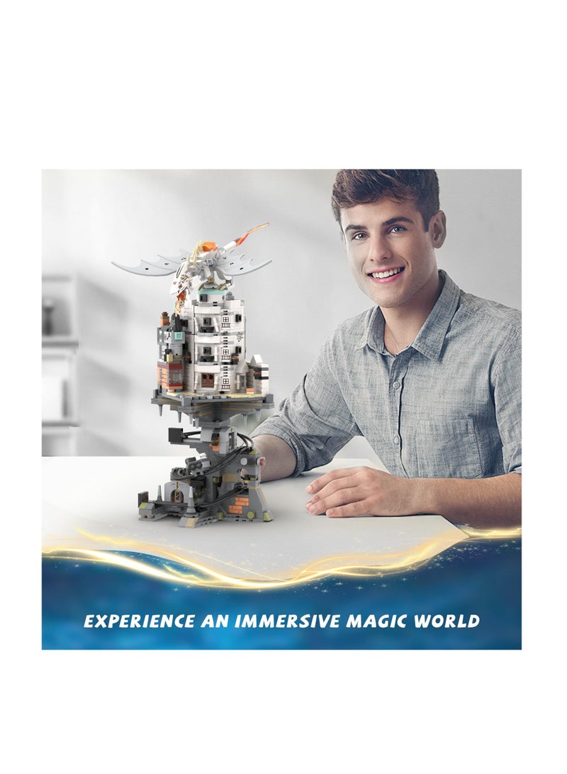 Harry Castle Potter Gringotts Bank Building Set, 1056 PCS Harry Potter Castle, Diagon Alley Architecture Model Collection Display, Compatible with Lego, Ideas Gift Building Toy for Adults Kids - Image 5