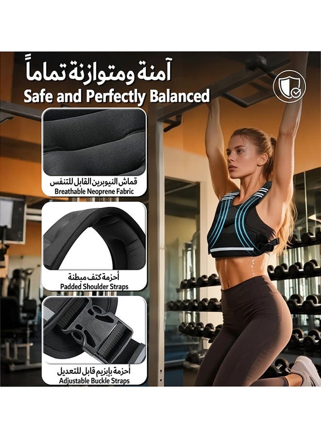 عربست سترة وزن قابلة للتعديل 10 كجم مع شريط عاكس للرجال والنساء، مجموعة تمارين سترة وزن الجسم للجري وتدريب القوة وتمارين اللياقة البدنية وفقدان الوزن في صالة الألعاب الرياضية المنزلية، لون أسود - Image 3