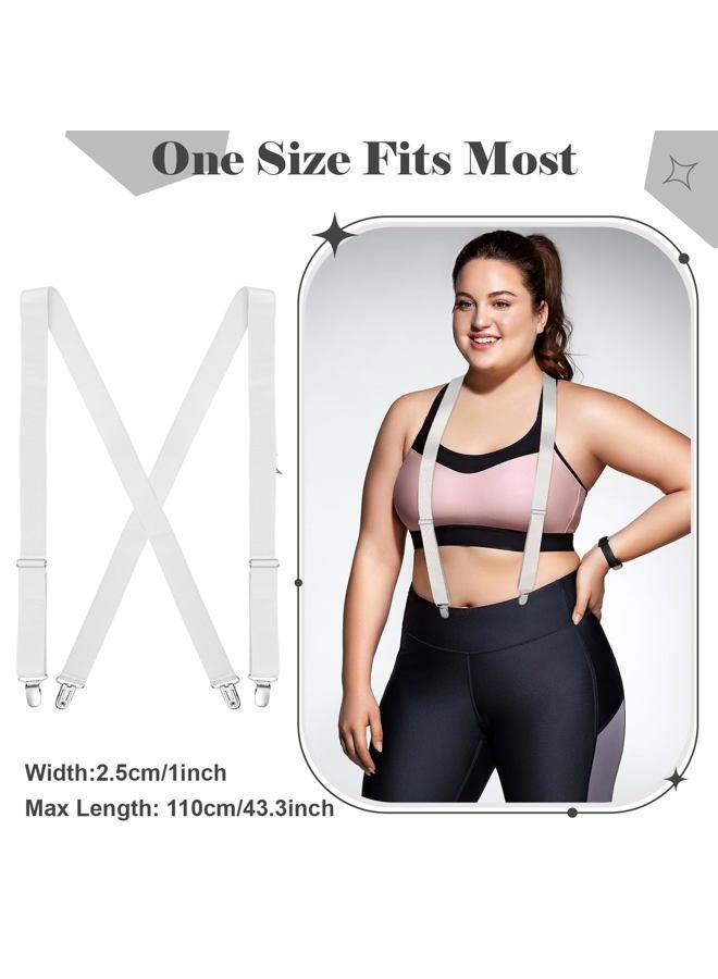 Sintege Hidden Suspenders for Women Pants Under Clothes Thin x Back Ladies Suspenders 1" Width Women Suspender for Jeans Undergarment(White), White, One size - Image 2