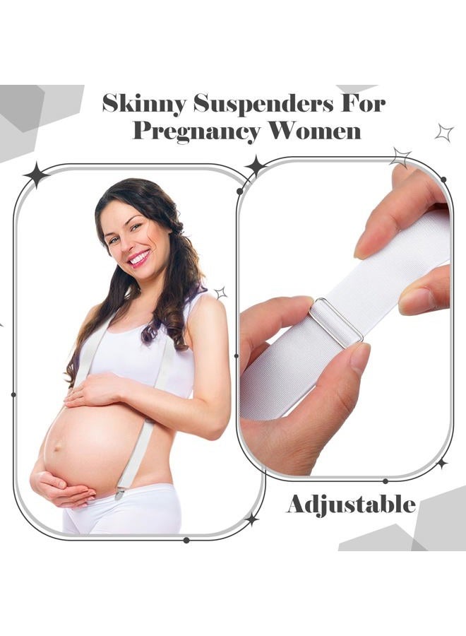 Sintege Hidden Suspenders for Women Pants Under Clothes Thin x Back Ladies Suspenders 1" Width Women Suspender for Jeans Undergarment(White), White, One size - Image 5