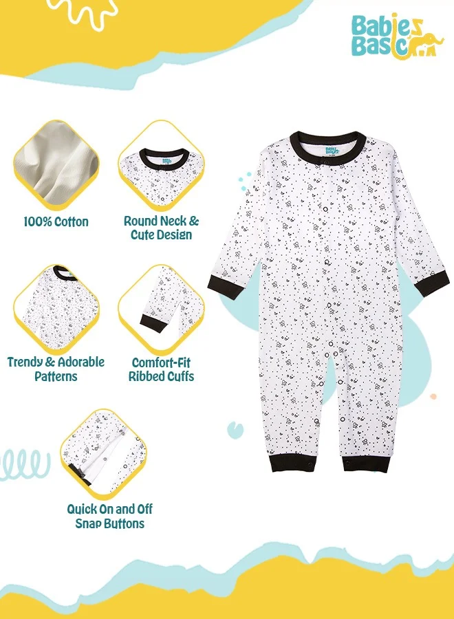 Babies Basic 100% Cotton Printed Long Sleeves Jumpsuit/Romper/Sleepsuit For Babies