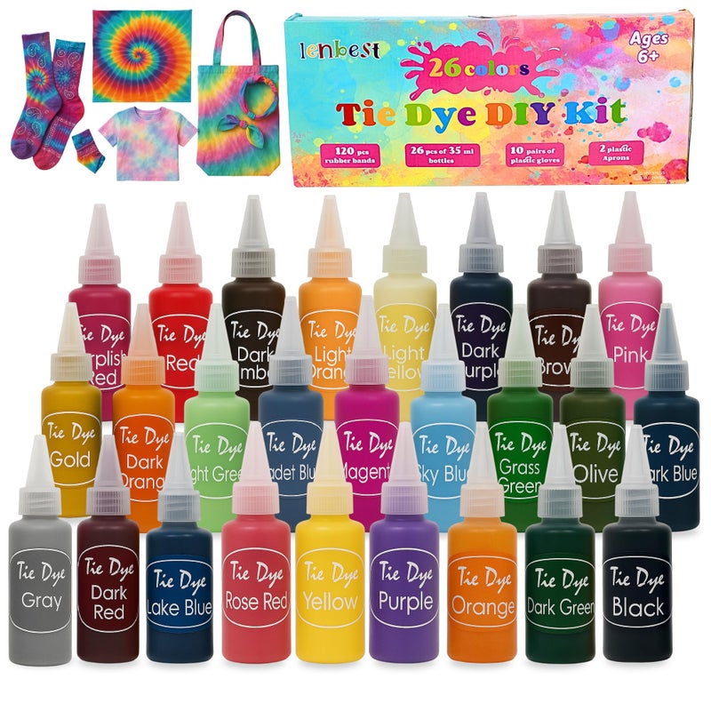 Tie Dye Kit for Kids Adults Complete DIY Tie Dye Set wTie Dye Powder in Tie Dye Refill Packets Fun Kids Tie Dye Kit wNozzle Spray Tie Dye Kit for Fabric Dye for Clothing Pack of 26 35 ml