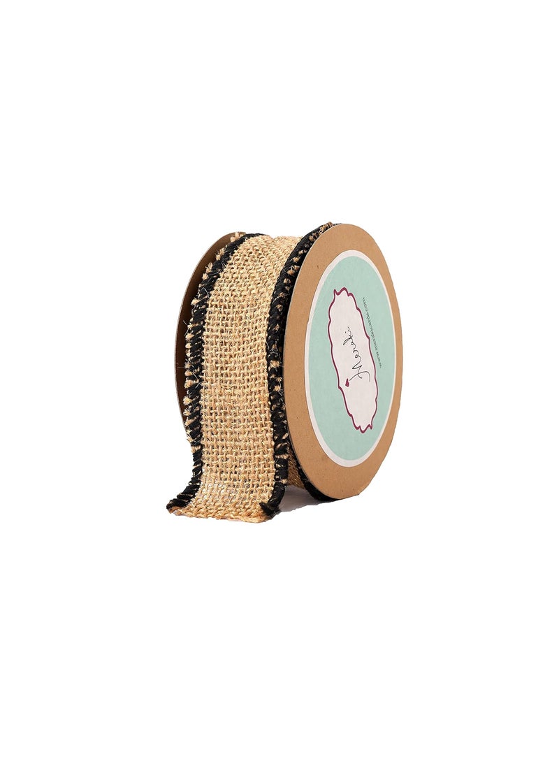 Meraki Cards Meraki Cards Natural Gold Jute Ribbon with Black Edging W 15inch L 5yards 