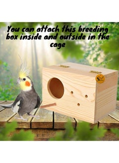 Sage Square Cockatiel Bird Breeding Box - Premium Habitat For Breeding & Comfortable Nesting, Exquisite Metal Edges Box - Moisture-Proof, Durable Nest For Lovebirds, Budgies & Small Birds (6 Inch)  - Image 3