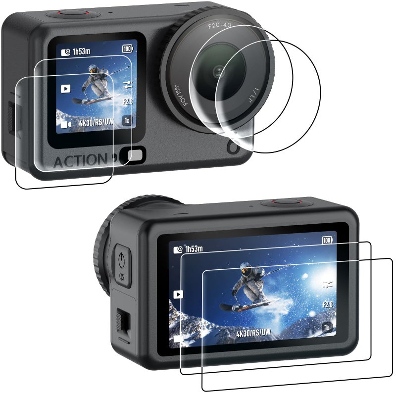 AMAZEAR Lens Screen Protector for DJI Osmo Action 6 Accessories (6 Pack), Action6 Pro Tempered Glass Screen Protector OLED Display, Full Protection, Ultra HD, 9H Hardness, Scratch Resistant - Image 1