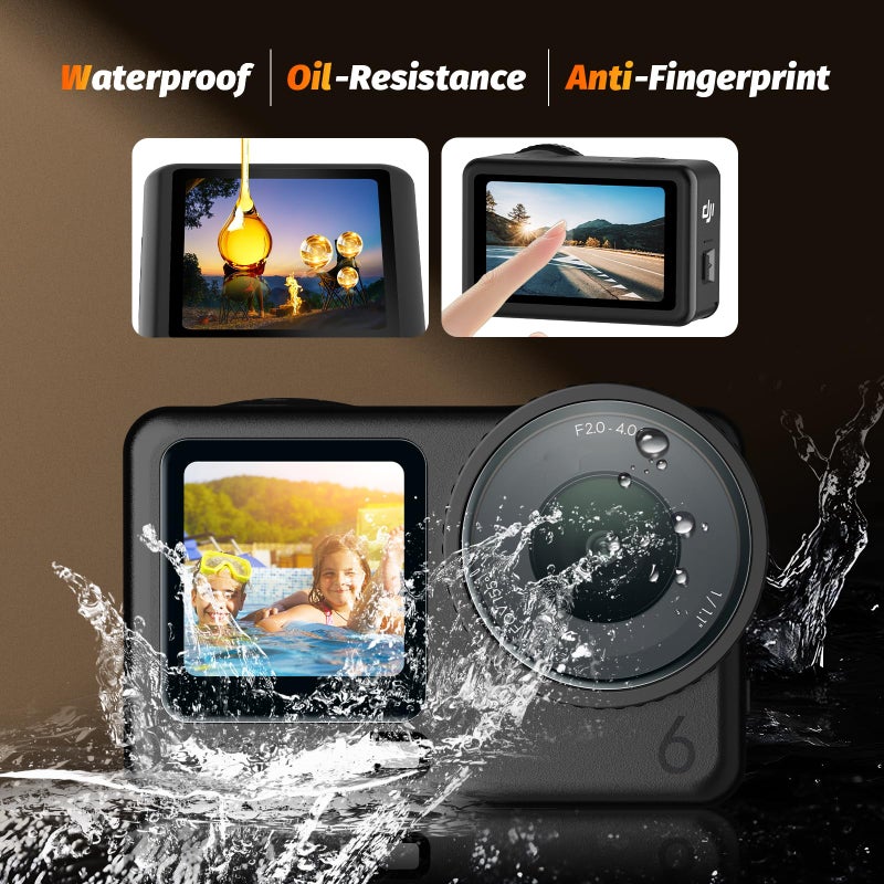 AMAZEAR Lens Screen Protector for DJI Osmo Action 6 Accessories (6 Pack), Action6 Pro Tempered Glass Screen Protector OLED Display, Full Protection, Ultra HD, 9H Hardness, Scratch Resistant - Image 4