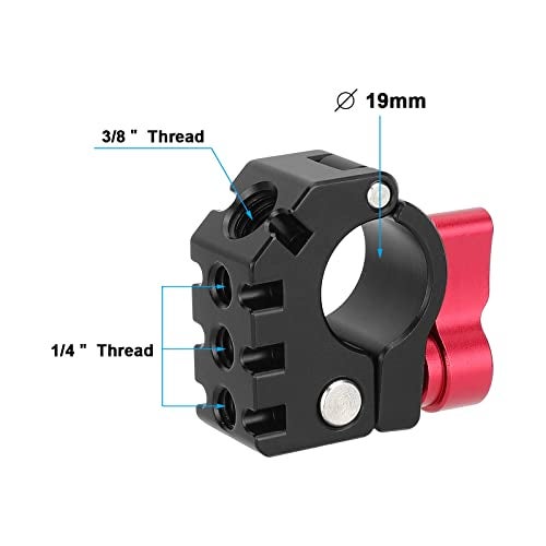 CAMVATE 19mm Rod Clamp with 1/4 & 3/8 Anti-Twist Mount (Red Locking Lever) - 3268 - Image 2