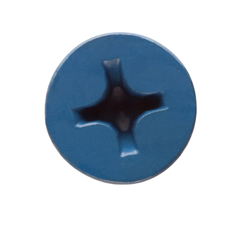 CONFAST 3/16" x 4" Blue Flat Phillips Concrete Screw Anchor with Drill Bit for Anchoring to Masonry, Block or Brick (100 per Box) - Image 2