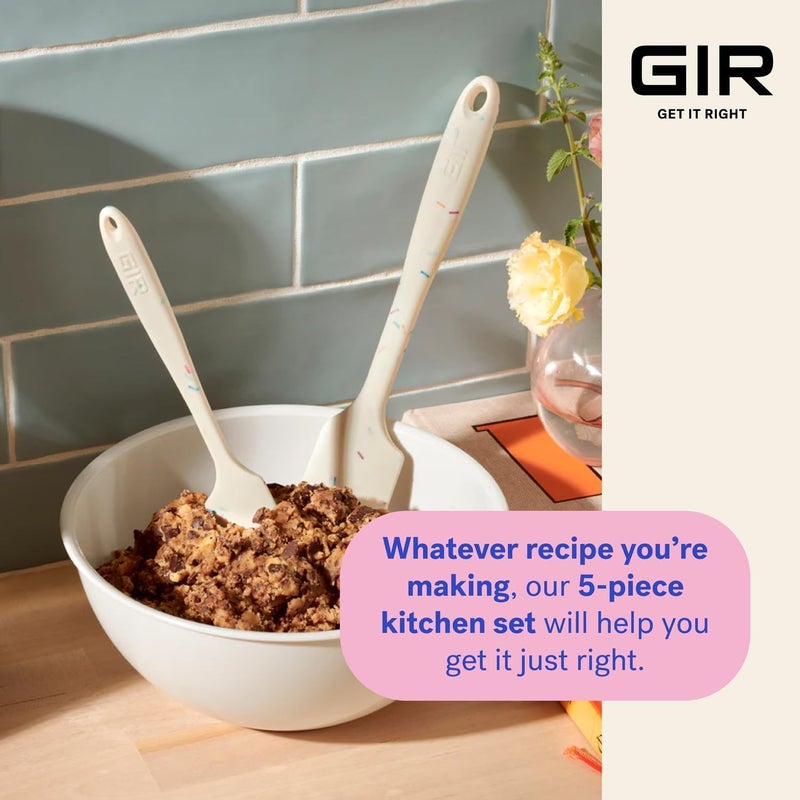 GIR مجموعة أدوات المطبخ السيليكونية 5 قطع من GIR - ملعقة، سباتولا، ملعقة قلب، ملعقة، أدوات مطبخ سيليكون حمراء مقاومة للحرارة، آمنة في غسالة الصحون، خالية من BPA و BPS - Image 5