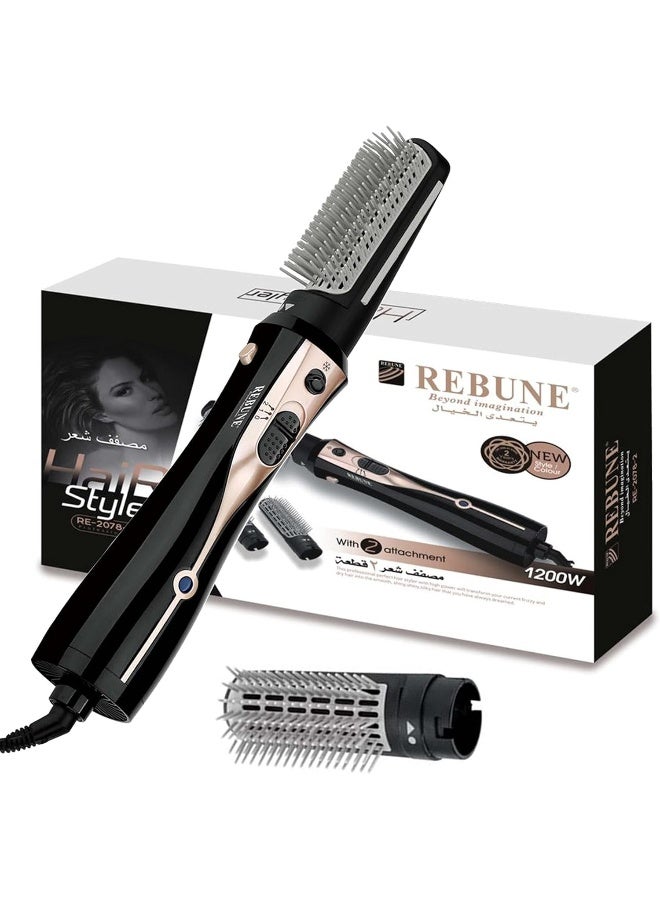 REBUNE RE-2078-2 1200W Hair Styler 3 In 1 Hot Air Styler Black/Grey/Rose Rold - Image 1