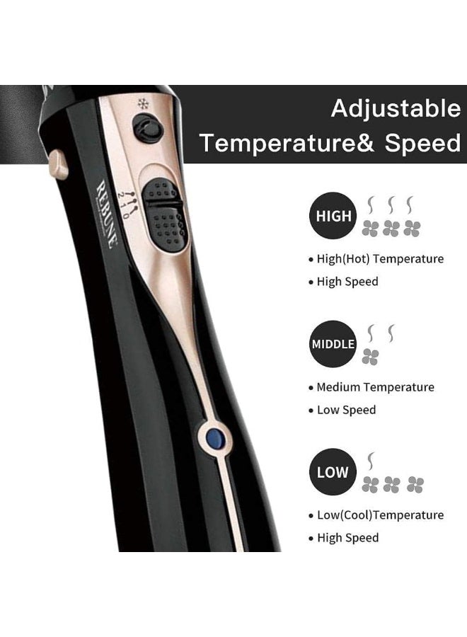 REBUNE RE-2078-2 1200W Hair Styler 3 In 1 Hot Air Styler Black/Grey/Rose Rold - Image 4
