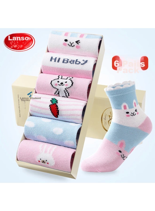 LANG SHA Langsha Children's Socks For Girls, Spring And Autumn Mid-calf Cotton Socks, Comfortable Breathable Student Socks, Cute Socks For Older Children, Durable Socks - Image 1