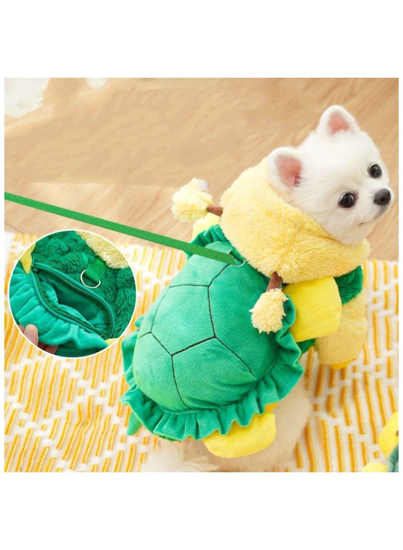 A.M Dog Clothes Soft Warm Fleece Dog Hoodies Small Dogs Puppy Cat Carnival Costume Pet Hooded Coat Jacket With Turtle Bag - Image 1