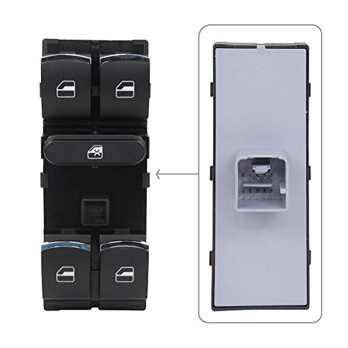 ZBN 5ND959857 5k4959857 مفتاح التحكم في نافذة الطاقة الجانبية اليسرى للسائق متوافق مع VW Jetta Tiguan Touran Touareg Passat CC Golf Polo Amarok Rabbit GTI R32 Caddy