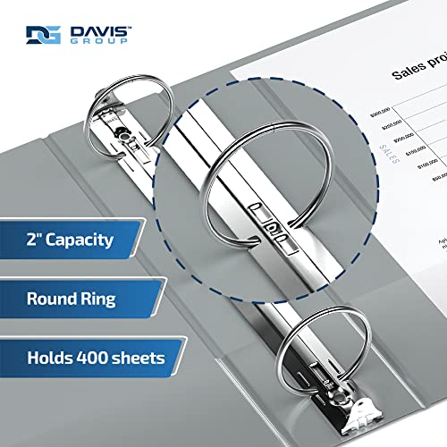 Davis Group Premium Economy 6-Pack 3-Ring Binders for School or Office, Round-Ring Binders, 2 Inch, Gray - Image 2
