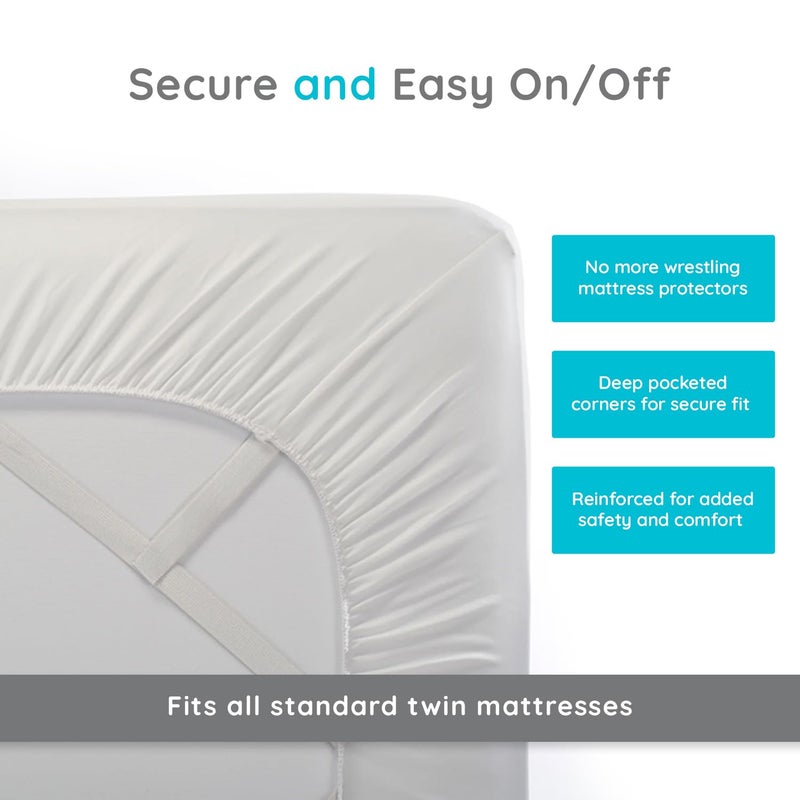 PUREgrace Tencel Mattress Protector (Twin) â€“ Waterproof, Noiseless Cover for Potty Training, Breathable and Soft with Deep-Pocketed Corners for Secure Fit - Image 5