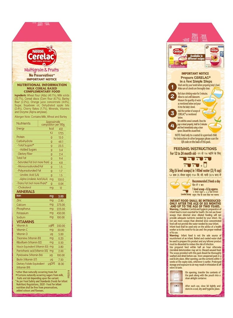 Nestle Baby Food Cereal No Preservatives Multigrain  and for 12 to 24 Months Baby Source of Iron and  Protein for Babies Instant Cereal - Image 3