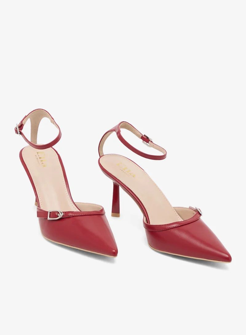 ELLA RED PU High Heel Ankle Strap Pump for Women | Best Price UAE