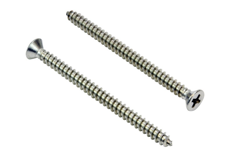 Bolt Dropper #4 x 1-1/2" Stainless Steel Flat Head Phillips Wood Screw, (100 pc), 18-8 (304) Stainless Steel Sheet Metal Screws - Type A Point, Plain Finish - Image 1