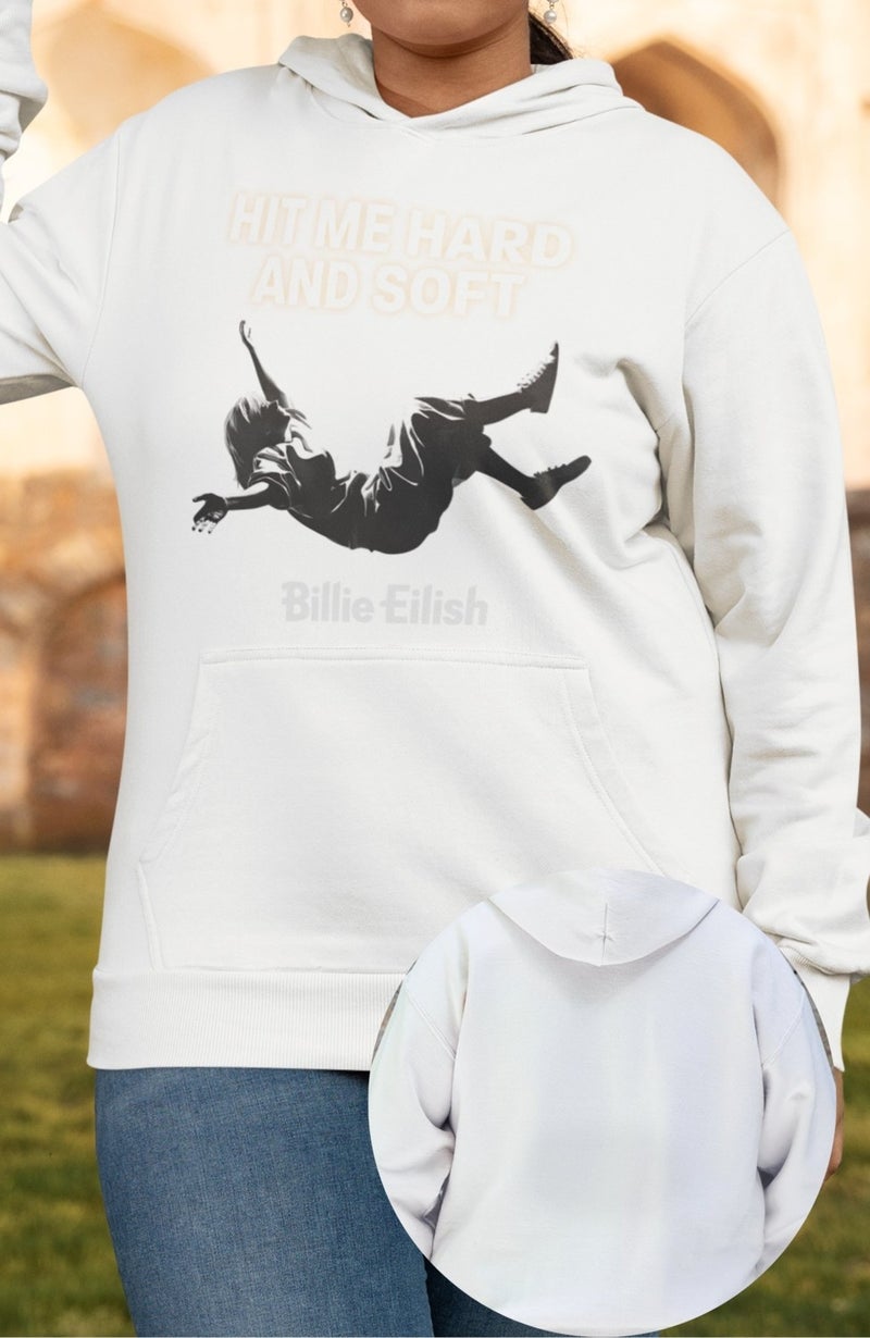 Fuddy Moda Hit Me Hard And Soft Printed Hooded Sweatshirt, Oversize Billie Eilish Printed Hoodie - Image 1