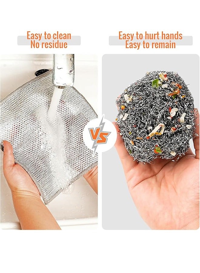 Multifunctional Anti-Scratch Dishwashing Cloth, Double-Layer Soft Steel Wire Dishwashing Cloth, Wet And Dry Use (6 Pieces) kitchen Non-Stick Dishwashing Towel - Image 2