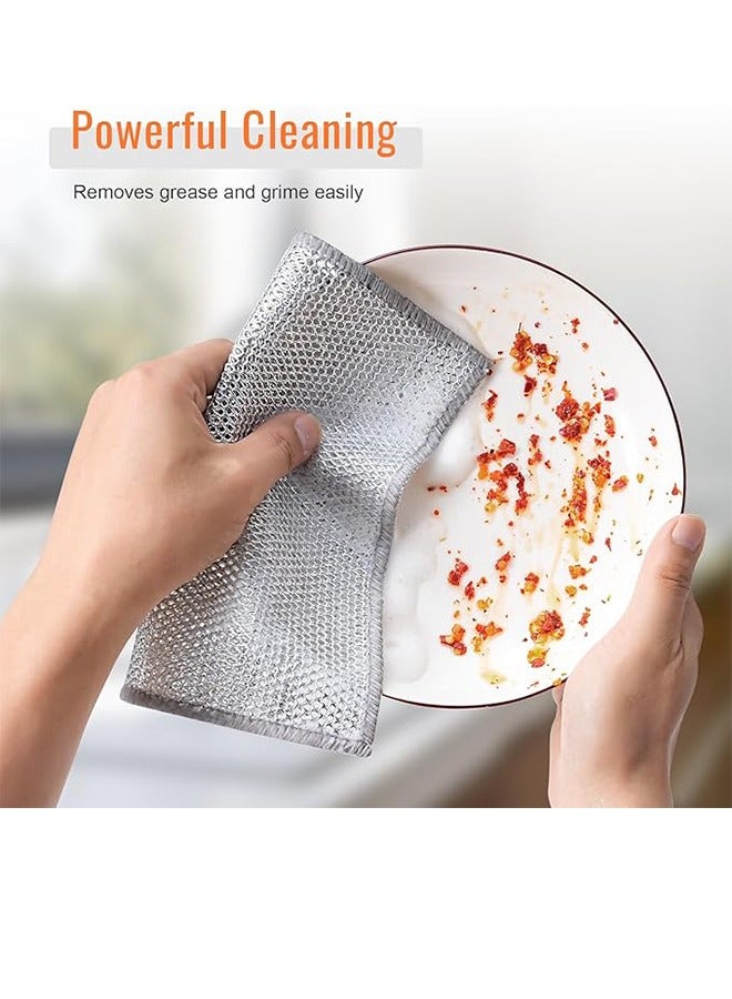 Multifunctional Anti-Scratch Dishwashing Cloth, Double-Layer Soft Steel Wire Dishwashing Cloth, Wet And Dry Use (6 Pieces) kitchen Non-Stick Dishwashing Towel - Image 3