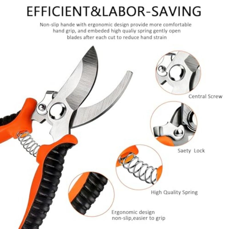 4PCS Professional Garden Pruning Shears Set Stainless Steel Ergonomic Non-Slip Handle Rust-Resistant Gardening Scissors for Trimming Plants Flowers Harvesting - Image 5