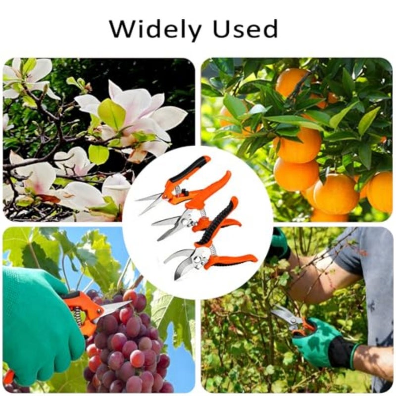 4PCS Professional Garden Pruning Shears Set Stainless Steel Ergonomic Non-Slip Handle Rust-Resistant Gardening Scissors for Trimming Plants Flowers Harvesting - Image 3