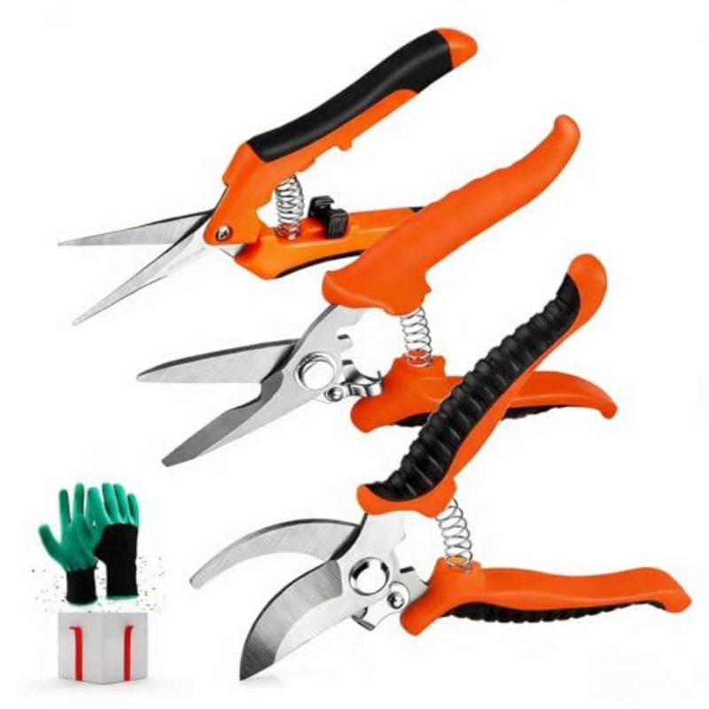4PCS Professional Garden Pruning Shears Set Stainless Steel Ergonomic Non-Slip Handle Rust-Resistant Gardening Scissors for Trimming Plants Flowers Harvesting - Image 1