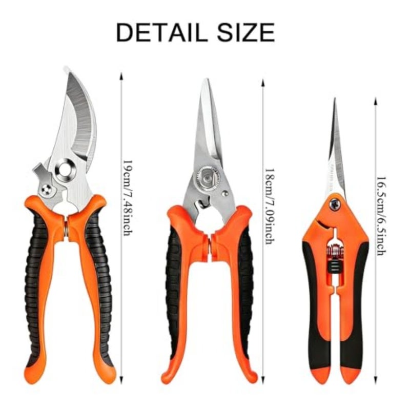 4PCS Professional Garden Pruning Shears Set Stainless Steel Ergonomic Non-Slip Handle Rust-Resistant Gardening Scissors for Trimming Plants Flowers Harvesting - Image 4