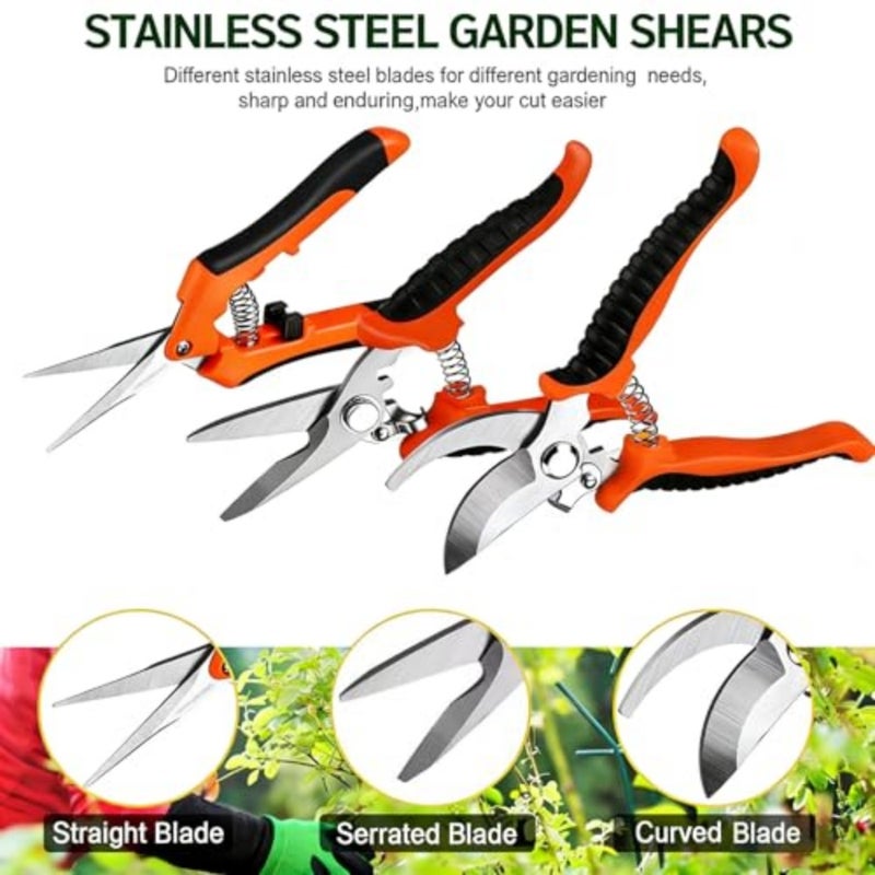 4PCS Professional Garden Pruning Shears Set Stainless Steel Ergonomic Non-Slip Handle Rust-Resistant Gardening Scissors for Trimming Plants Flowers Harvesting - Image 2