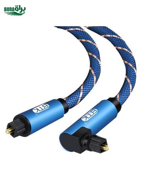 EMK 90 Degree Swivel Adjustable Right Angled 360 Degrees Rotatable Plug Nylon Woven Mesh Optical Audio Cable, Cable Length:8m(Blue)