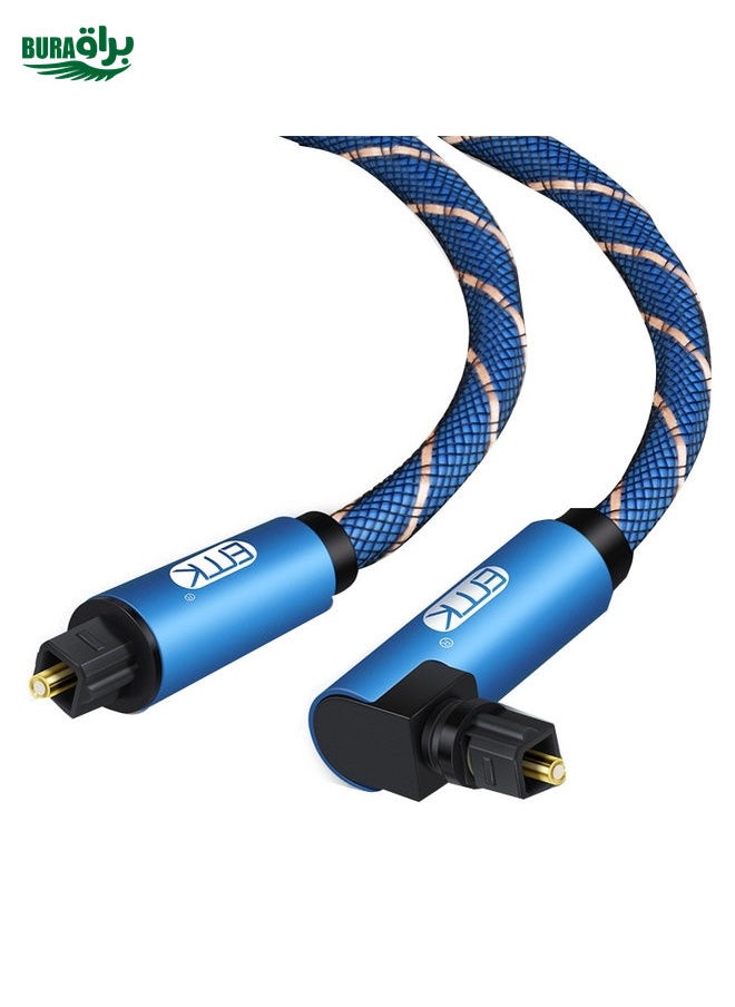 BURAQ EMK 90 Degree Swivel Adjustable Right Angled 360 Degrees Rotatable Plug Nylon Woven Mesh Optical Audio Cable, Cable Length:8m(Blue)  - Image 1