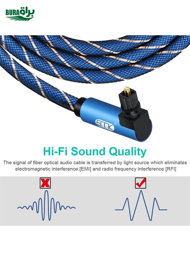 BURAQ EMK 90 Degree Swivel Adjustable Right Angled 360 Degrees Rotatable Plug Nylon Woven Mesh Optical Audio Cable, Cable Length:8m(Blue)  - Image 5