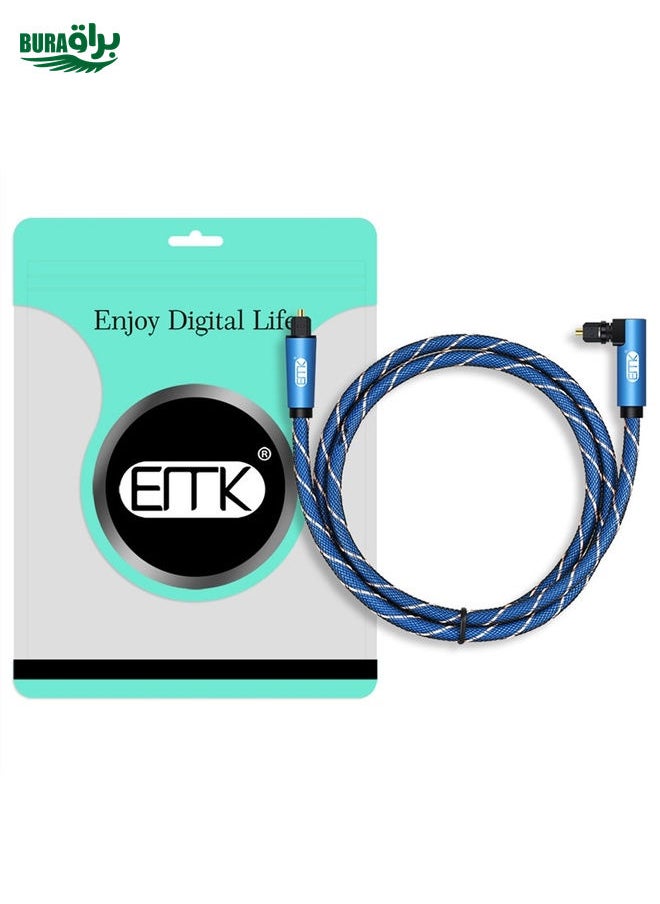 BURAQ - EMK 90 Degree Swivel Adjustable Right Angled 360 Degrees Rotatable Plug Nylon Woven Mesh Optical Audio Cable, Cable Length:8m(Blue) - Image 1