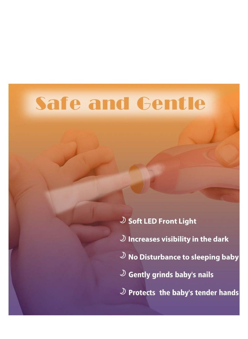 Arabest Baby Nail Trimmer Electric Nail File  Safety Nail File Grinding Set Suitable for Newborns Toddlers Children Adults Toe Nail Care Trimming polish with LED light and 10 grinding heads（Pink) - Image 5