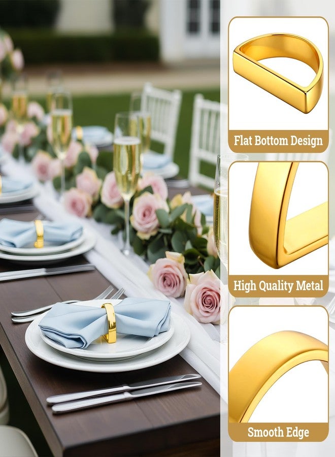 Suream Napkin Holders Set of 12, Stainless Steel Napkin Rings Bulk for Weddings, Fall Events, Parties, Thanksgiving, Christmas Decorations(Bright Gold Semicircle) - Image 3
