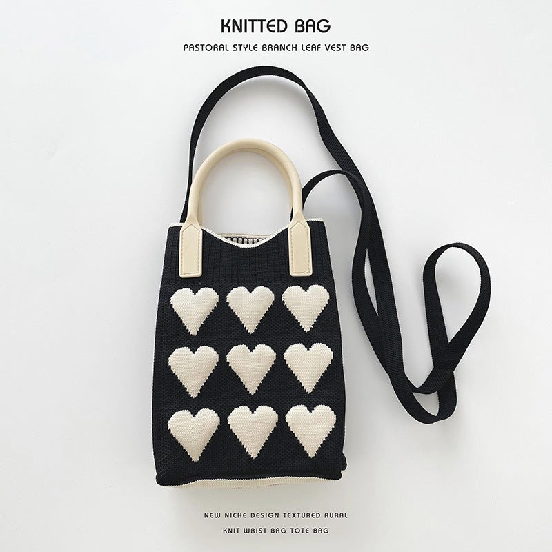 Pink Heart-Shaped Mini Mobile Phone Bag Niche Design Joker Shoulder Diagonal Bag Coin Purse Small Square Bag - Image 4