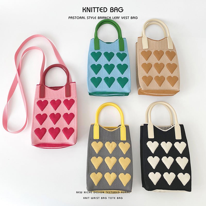 Pink Heart-Shaped Mini Mobile Phone Bag Niche Design Joker Shoulder Diagonal Bag Coin Purse Small Square Bag - Image 3
