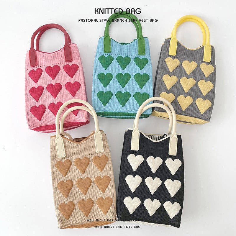 Pink Heart-Shaped Mini Mobile Phone Bag Niche Design Joker Shoulder Diagonal Bag Coin Purse Small Square Bag - Image 2