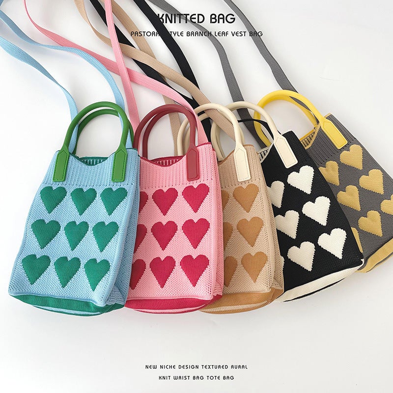 Pink Heart-Shaped Mini Mobile Phone Bag Niche Design Joker Shoulder Diagonal Bag Coin Purse Small Square Bag - Image 5