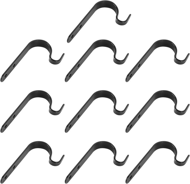 10pcs Black Iron J-Shaped Wear-Resistant Hooks for Bags Clothes Frames Wall Mount Storage Hooks for Home Organization - Image 1