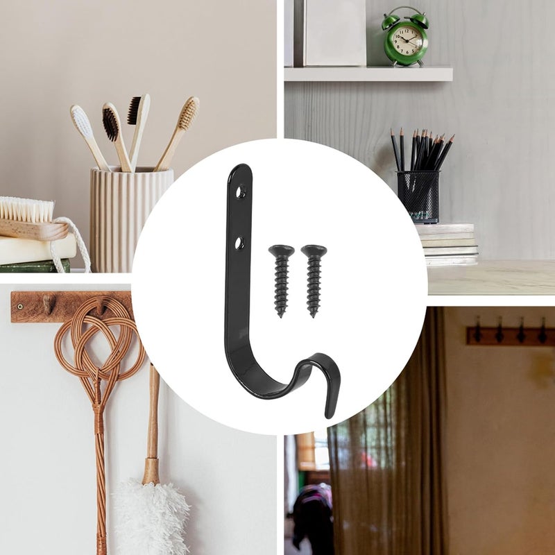10pcs Black Iron J-Shaped Wear-Resistant Hooks for Bags Clothes Frames Wall Mount Storage Hooks for Home Organization - Image 4