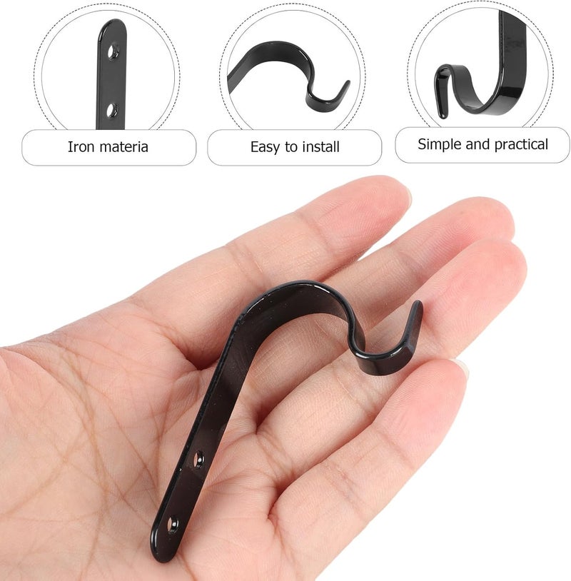 10pcs Black Iron J-Shaped Wear-Resistant Hooks for Bags Clothes Frames Wall Mount Storage Hooks for Home Organization - Image 3