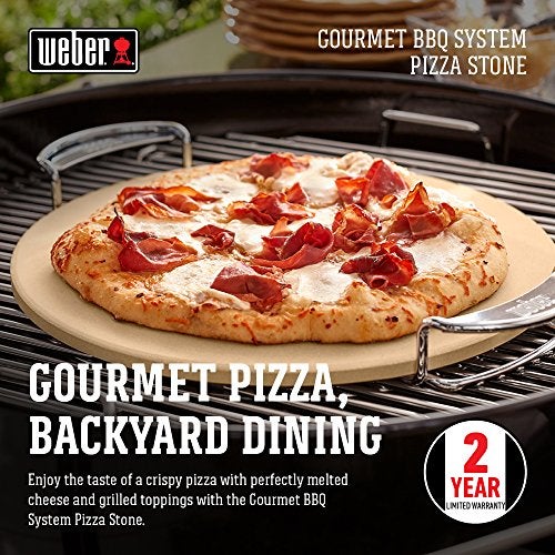 Weber Gourmet BBQ System Pizza Stone with Carry Rack,16.7" Long - Image 2